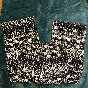 Navy blue and white wide leg flare pants